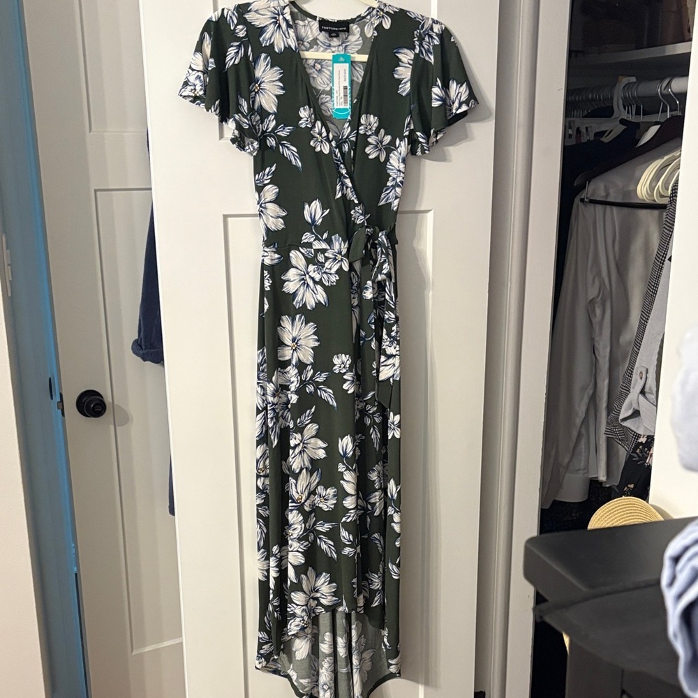 Irene Faux Wrap Brushed Knit Maxi Dress
